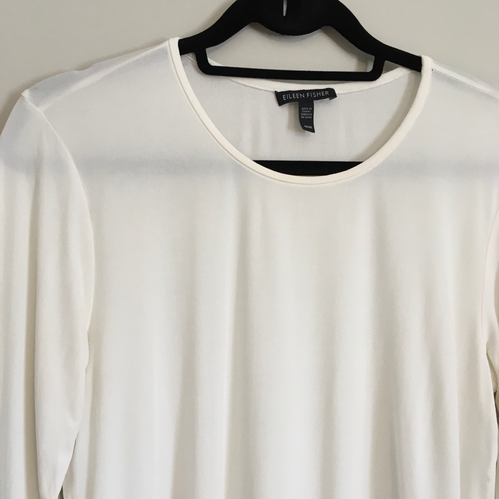 ❌SOLD❌ Eileen Fisher 100% silk white long sleeve - Picture 4 of 6